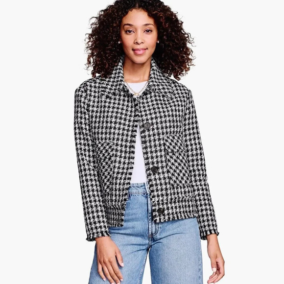 Johnston & Murphy Raw-Edge Houndstooth Jacket - Size Large - Picture 1 of 7